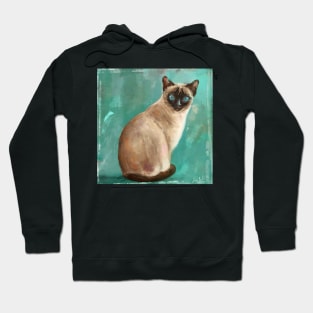 Contemporary Painting of a Gorgeous Siamese Cat with Blue Eyes Hoodie